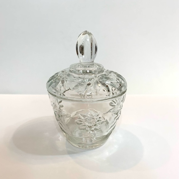 Star of David Anchor Hocking Prescut Clear Glass Creamer and Sugar Bowl Vintage - Picture 9 of 14